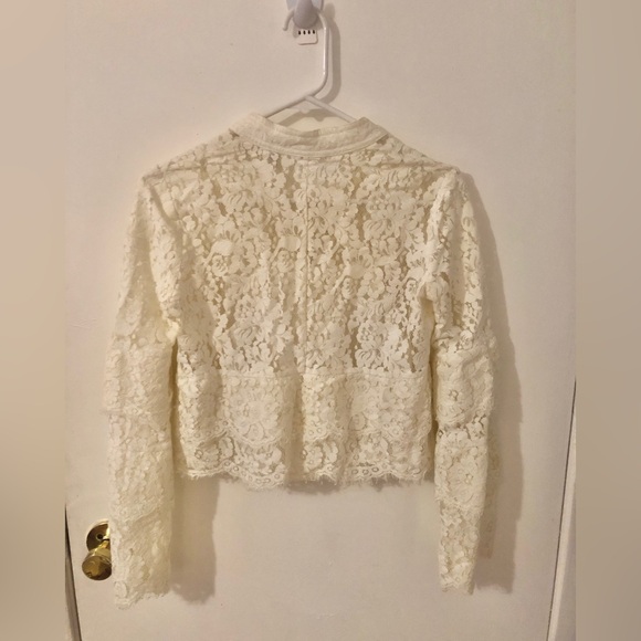Robert Rodriguez Ivory Lace Tie-Neck Long Bell Sleeve Boho off White Blouse xs - Picture 7 of 11